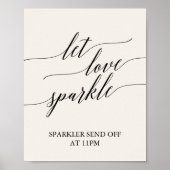Elegant Black Calligraphy Cream Let Love Sparkle Poster (Voorkant)