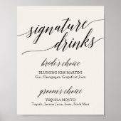 Elegant Black Calligraphy Cream Signature Drinken Poster (Voorkant)