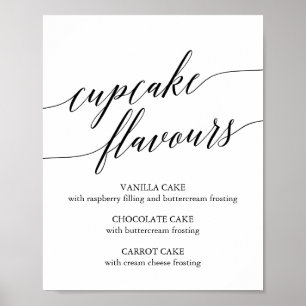 Elegant Black Calligraphy Cupcake Flavors Sign Poster