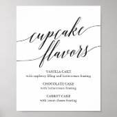 Elegant Black Calligraphy Cupcake Flavors Sign Poster (Voorkant)