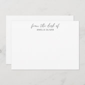 Elegant Black Calligraphy Custom from Desk of Name Notitiekaartje (Voorkant / Achterkant)