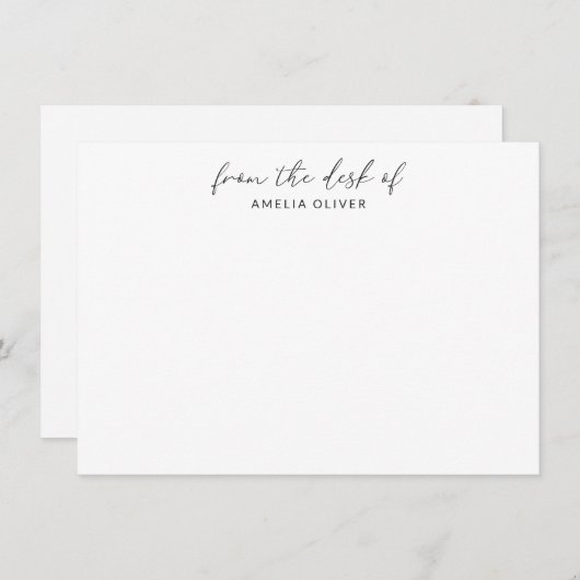 Elegant Black Calligraphy Custom from Desk of Name Notitiekaartje (Voorkant / Achterkant)