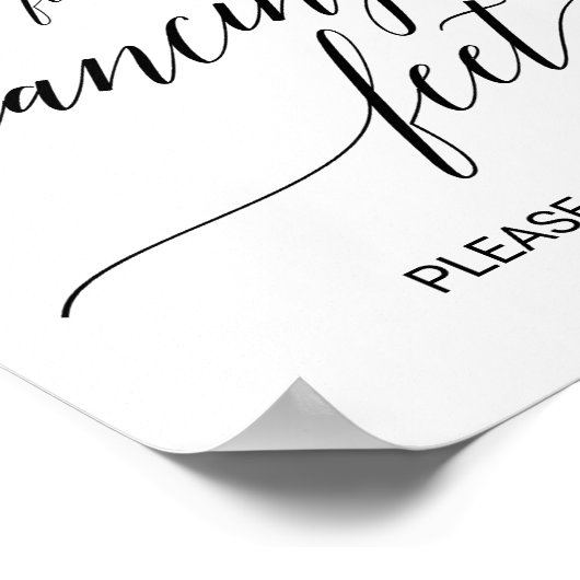 Elegant Black Calligraphy Dancing Feet Sign Poster (Hoek)