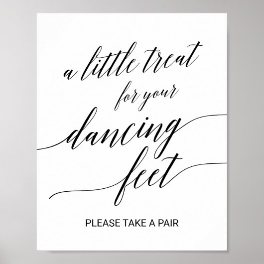 Elegant Black Calligraphy Dancing Feet Sign Poster (Voorkant)