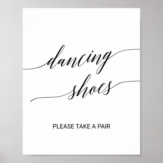 Elegant Black Calligraphy Dancing Shoes Sign Poster (Voorkant)