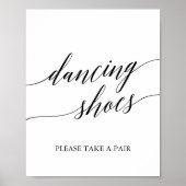 Elegant Black Calligraphy Dancing Shoes Sign Poster (Voorkant)