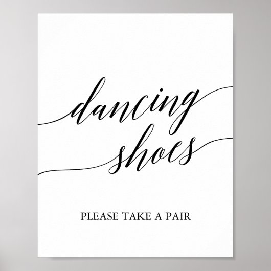 Elegant Black Calligraphy Dancing Shoes Sign Poster (Voorkant)
