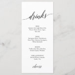 Elegant Black Calligraphy Drink Menu Kaart<br><div class="desc">Deze elegante zwarte kalligrafiemkaart is perfect voor een eenvoudige bruiloft. Het neutrale ontwerp is voorzien van een minimalistische kaart die is voorzien van romantische en grillige typografie. Pas de kaarten aan met de drinken die beschikbaar zijn bij uw ontvangst.</div>