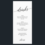 Elegant Black Calligraphy Drink Menu Kaart<br><div class="desc">Deze elegante zwarte kalligrafiemkaart is perfect voor een eenvoudige bruiloft. Het neutrale ontwerp is voorzien van een minimalistische kaart die is voorzien van romantische en grillige typografie. Pas de kaarten aan met de drinken die beschikbaar zijn bij uw ontvangst.</div>