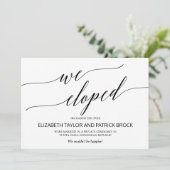 Elegant Black Calligraphy Elopement Announement Aankondiging (Staand voorkant)