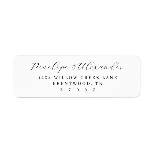 Elegant Black Calligraphy Etiket (Voorkant)