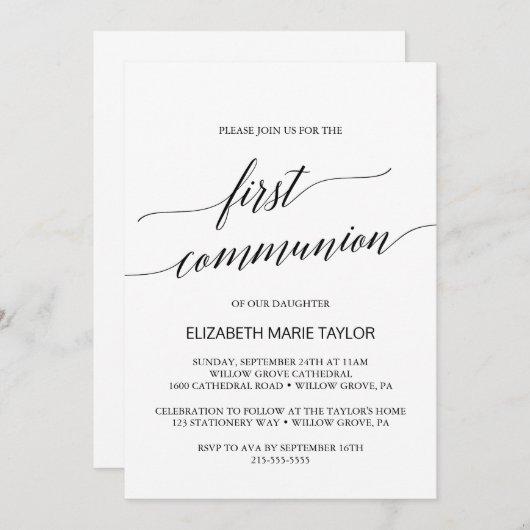 Elegant Black Calligraphy First Community Kaart (Voorkant / Achterkant)