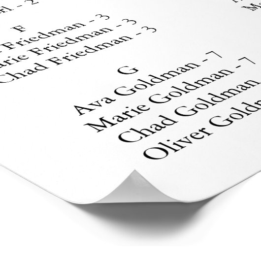 Elegant Black Calligraphy Floral Seating Chart Poster (Hoek)