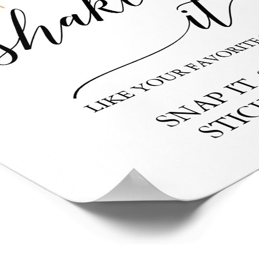 Elegant Black Calligraphy Floral Shake it Sign Poster (Hoek)