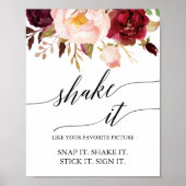 Elegant Black Calligraphy Floral Shake it Sign Poster (Voorkant)