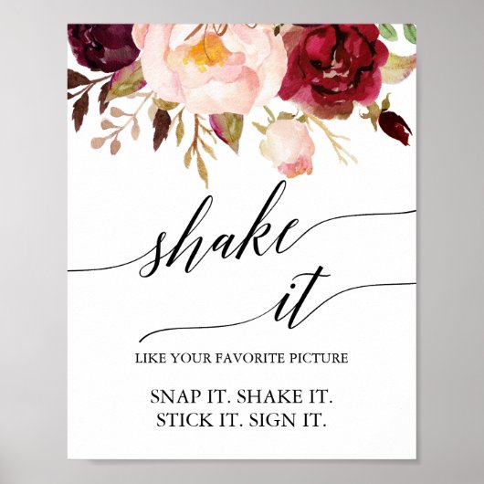 Elegant Black Calligraphy Floral Shake it Sign Poster (Voorkant)