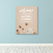 Elegant Black Calligraphy Floral Wedding Welcome Canvas Afdruk (Insitu (Houten vloer))