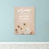 Elegant Black Calligraphy Floral Wedding Welcome Canvas Afdruk (Insitu (Houten vloer))
