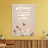 Elegant Black Calligraphy Floral Wedding Welcome Canvas Afdruk (Insitu (Woonkamer))