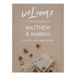 Elegant Black Calligraphy Floral Wedding Welcome Perfect Poster
