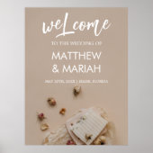 Elegant Black Calligraphy Floral Wedding Welcome Poster (Voorkant)