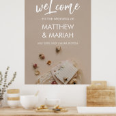 Elegant Black Calligraphy Floral Wedding Welcome Poster (Keuken)