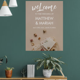 Elegant Black Calligraphy Floral Wedding Welcome Poster