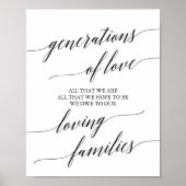 Elegant Black Calligraphy Generations of Love Sign Poster (Voorkant)