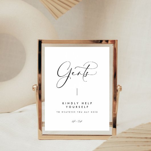 Elegant Black Calligraphy Gents Bathroom Sign Reclamebord Met Voetstuk