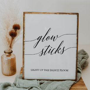 Elegant Black Calligraphy Glow Sticks Sign Poster