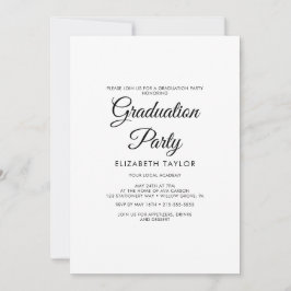 Elegant Black Calligraphy Graduation Party Kaart