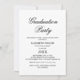 Elegant Black Calligraphy Graduation Party Kaart