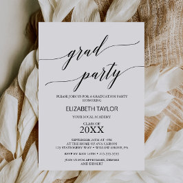 Elegant Black Calligraphy Graduation Party Kaart