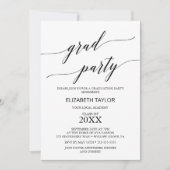 Elegant Black Calligraphy Graduation Party Kaart (Voorkant)