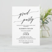 Elegant Black Calligraphy Graduation Party Kaart (Staand voorkant)
