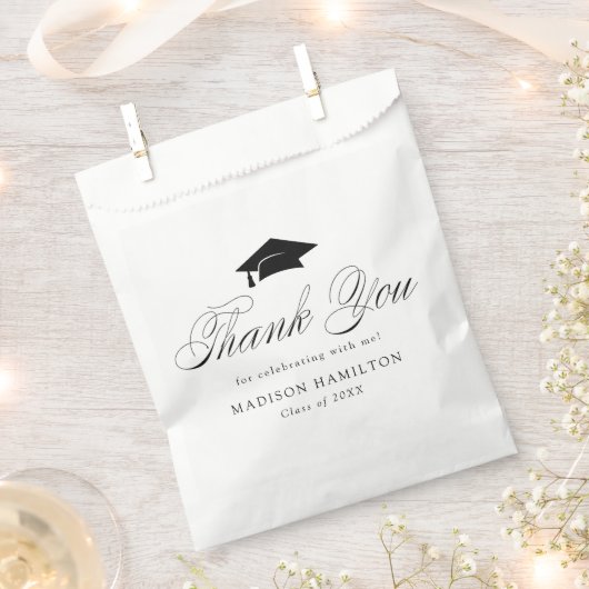 Elegant Black Calligraphy Graduation Thank You Bedankzakje (Geknipt)
