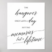 Elegant Black Calligraphy Hangover & Memories Sign Poster (Voorkant)