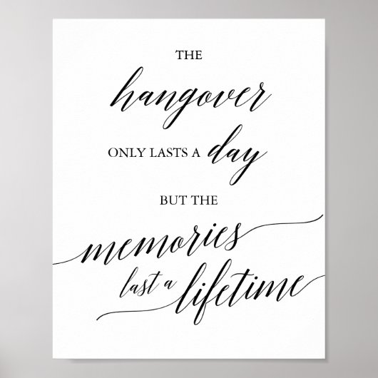 Elegant Black Calligraphy Hangover & Memories Sign Poster (Voorkant)