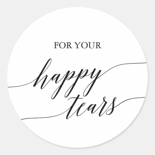 Elegant Black Calligraphy Happy Tears Tissue Ronde Sticker (Voorkant)