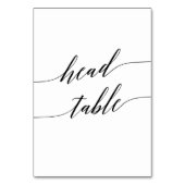 Elegant Black Calligraphy Head Table Number Kaart (Achterkant)