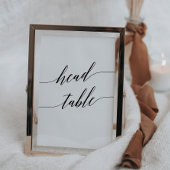 Elegant Black Calligraphy Head Table Number Kaart