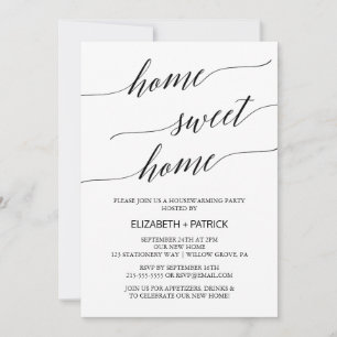 Elegant Black Calligraphy Housewarming Party Kaart
