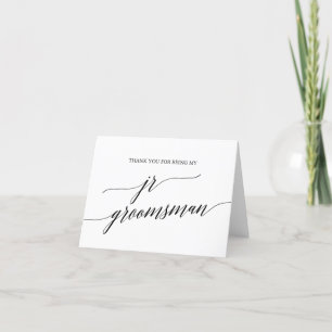 Elegant Black Calligraphy Jr Groomsman Bedankkaart