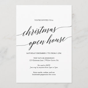 Elegant Black Calligraphy kerst Open House Kaart