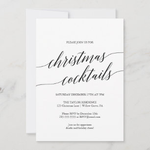 Elegant Black Calligraphy kerstcocktail Party Kaart