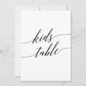 Elegant Black Calligraphy Kinder Table Sign 5x7" Kaart (Voorkant)
