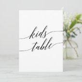 Elegant Black Calligraphy Kinder Table Sign 5x7" Kaart (Staand voorkant)