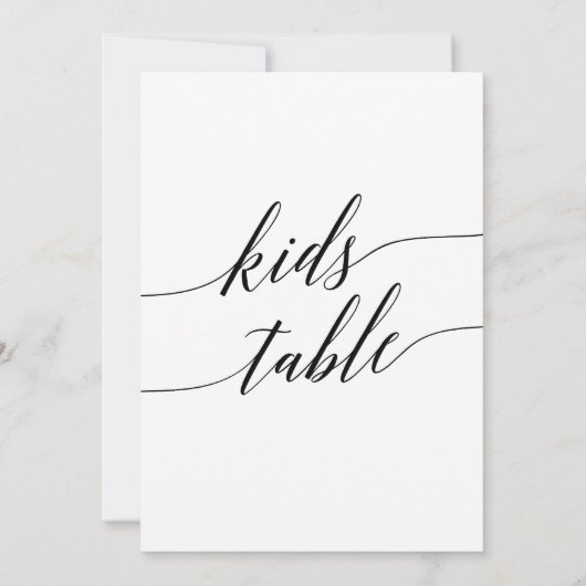 Elegant Black Calligraphy Kinder Table Sign 5x7" Kaart (Achterkant)