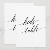 Elegant Black Calligraphy Kinder Table Sign 5x7" Kaart (Voorkant / Achterkant)
