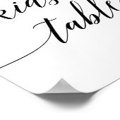 Elegant Black Calligraphy Kinder Table Sign Poster (Hoek)